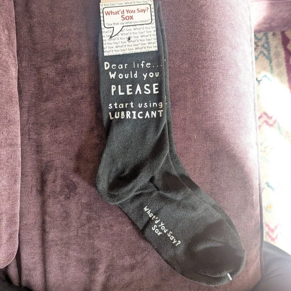 Novelty‎ Black Socks NWT Funny Quirky Dear Life
